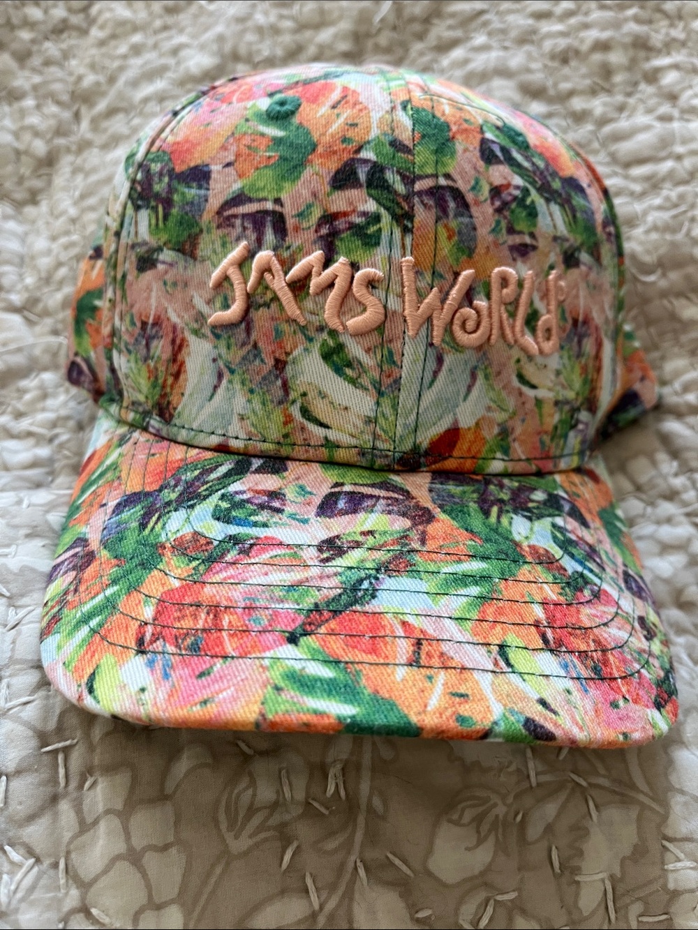 Jams World Floral Womens  Baseball Cap in Peach, Green & Orange